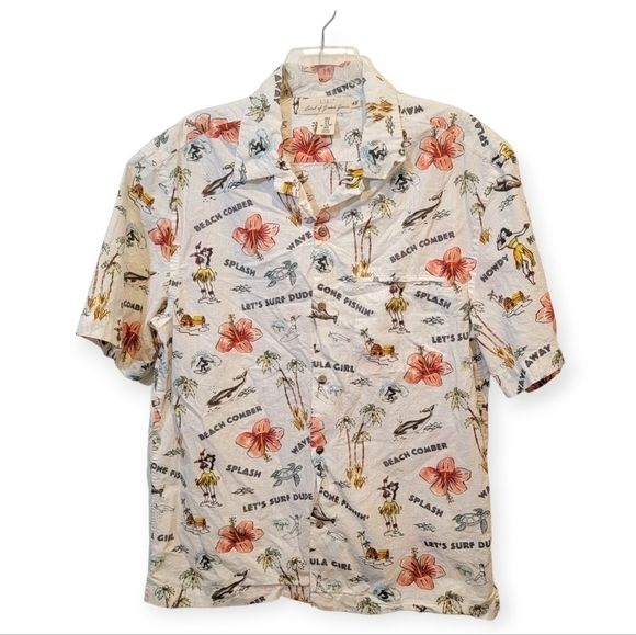 H & M Hawaiian Shirt Button Down short sleeve Tropical Surf Beach Size M - Picture 1 of 13
